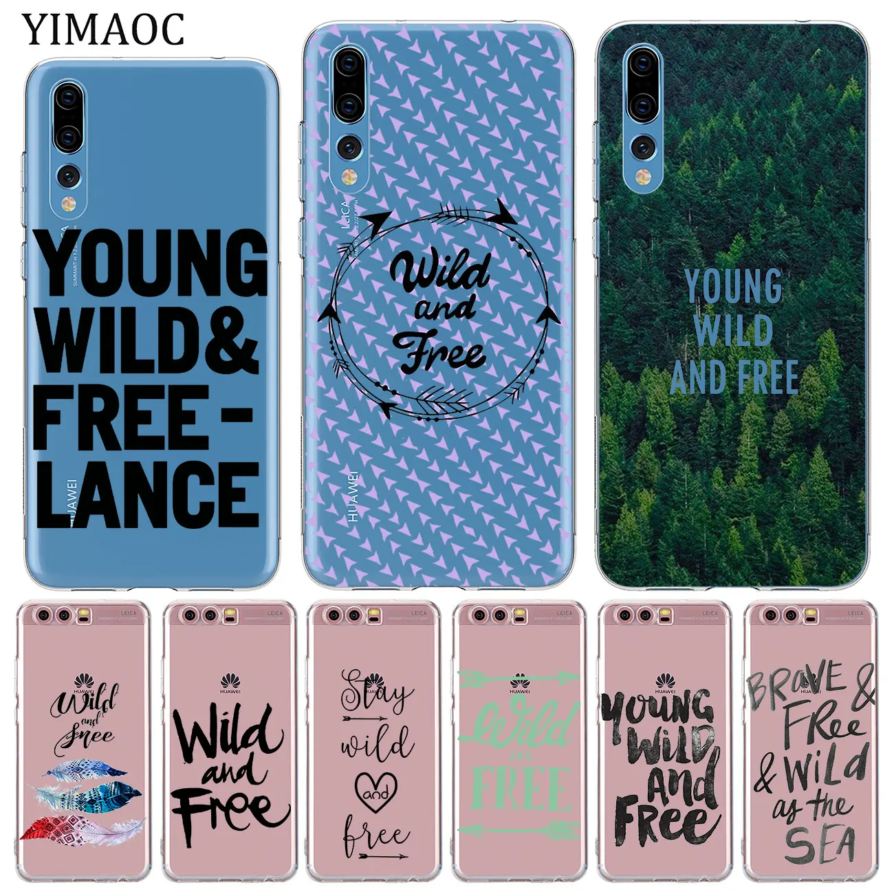 Мягкий силиконовый чехол YIMAOC Young Wild Freelance и Free для Huawei P30 P20 Pro P10 P8 P9 Lite 2017 2016 2015 P smart Z