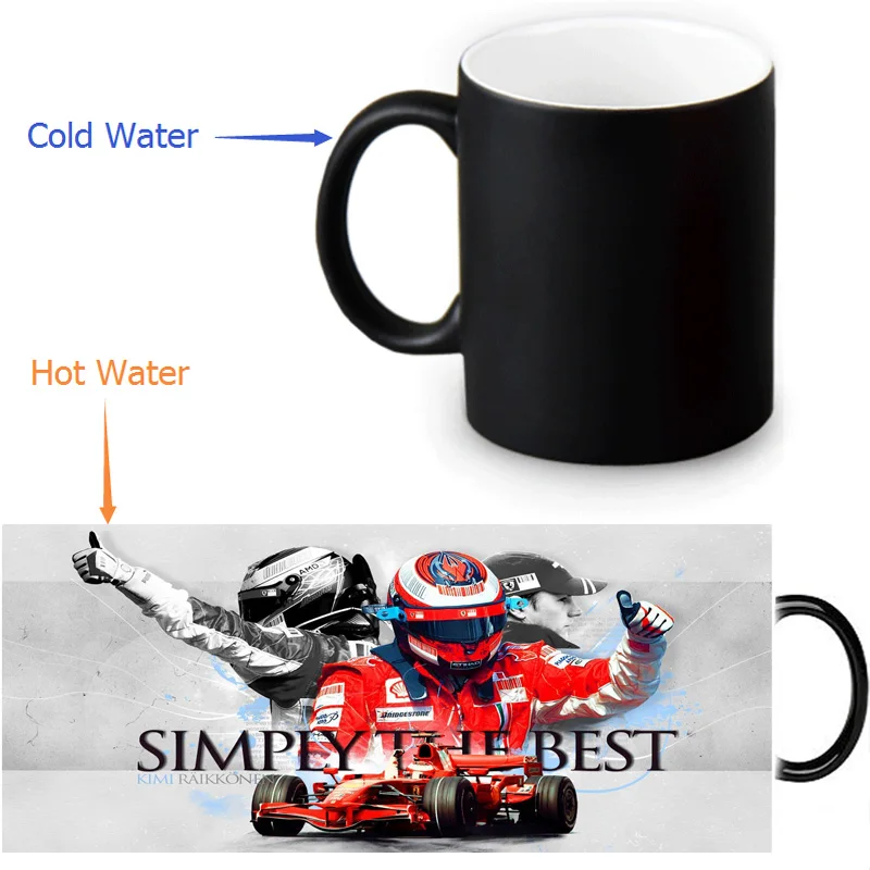

Kimi Raikkonen Heat Sensitive Coffee Mugs Cold Hot Changing Color Morph Mugs 350ml/12oz