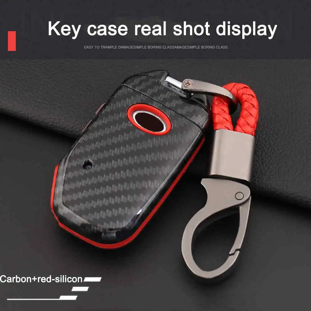 Распродажа углеродистая волокно автомобильный бумажник-ключница брелок для KIA Sportage супер отличный классный ключ ключница спортивный протектор - Название цвета: Carbon-red