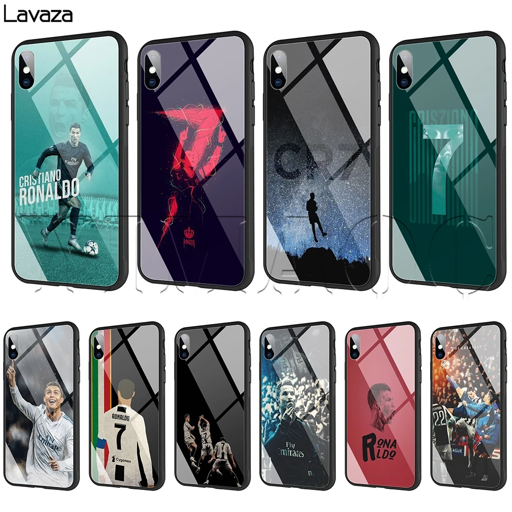 

Lavaza CR7 Tempered glass TPU Case for iPhone XS MAX XR X 8 7 6 6S Plus