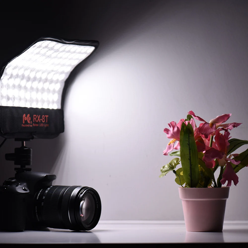 FalconEyes RX-8T 16 Вт Мини светодиодный светильник для видео 5600K CRI94 Гибкая тканевая накамерная лампа Дневной светильник защита от брызг для студийной фотосъемки
