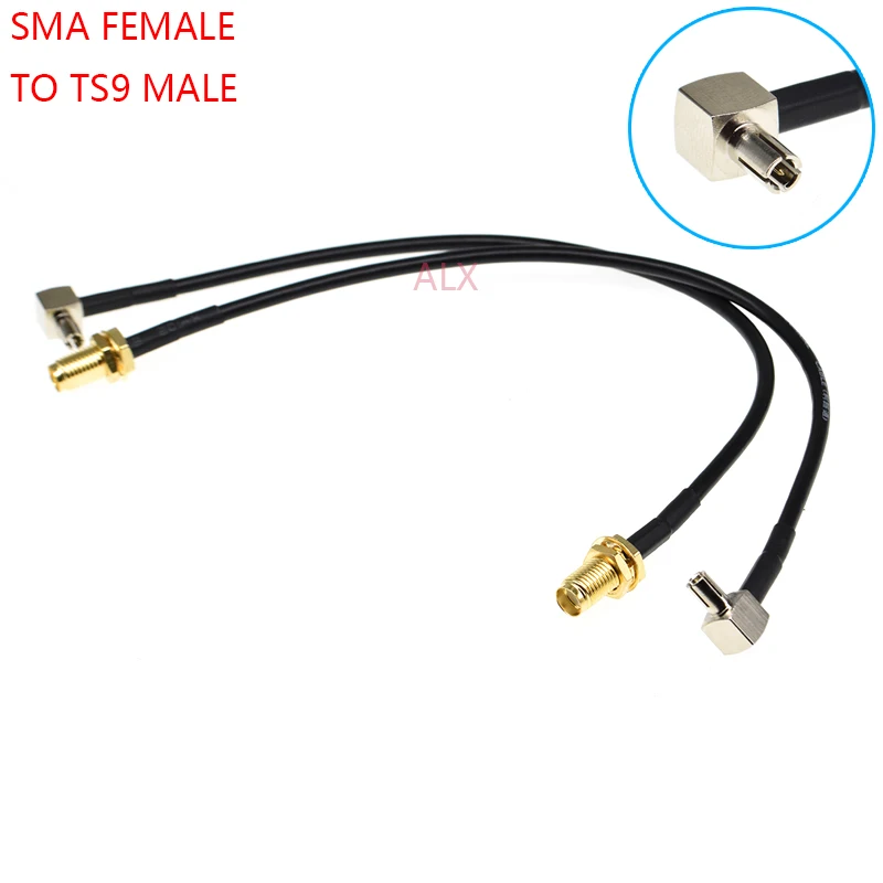 

2PCS 20CM SMA FEMALE JACK TO TS9 right angle MALE PLUG connector Coaxial Cable RF Antenna adapter RG174 wire