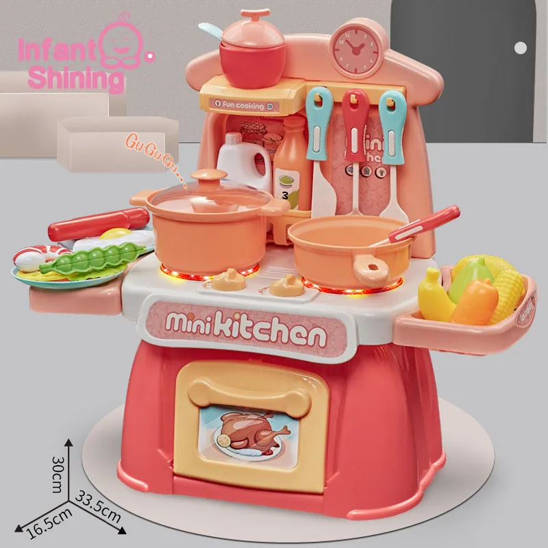 

Infant Shining Kitchen Toys Plastic Pretend Play Food Children Toys 26PCS Kitchen Cooking Toy Set For Girls Games Gift