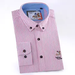2018 Новый Для мужчин Рубашки для мальчиков в полоску с длинными рукавами Для мужчин S Бизнес модные Дизайн Повседневное высокое качество Oxford