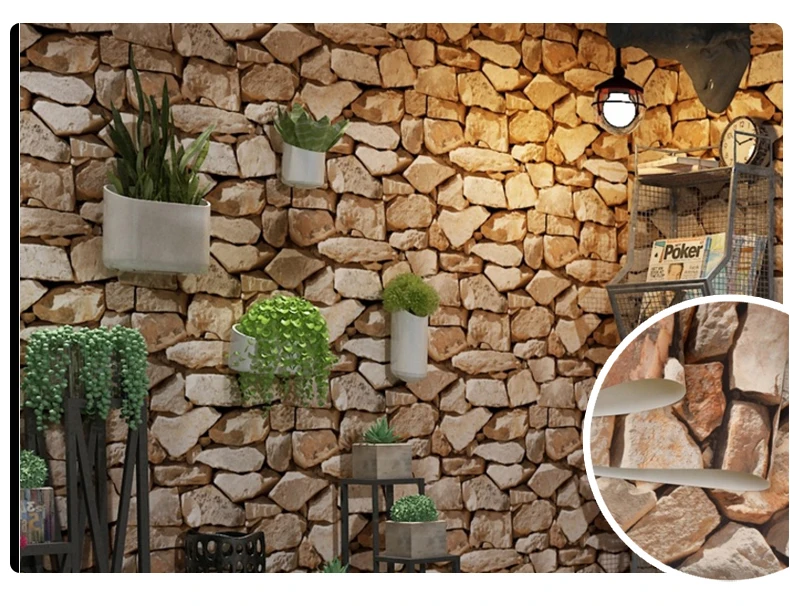 3D Водонепроницаемая винтажная каменная настенная бумага рулон деревенский искусственный камень Текстура Виниловая ПВХ настенная бумага домашний декор для стен