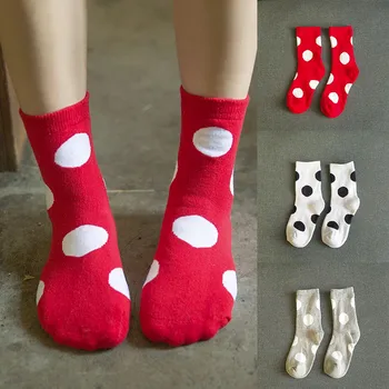 

Cotton Winter Women Warm Print Dot Socks Mid Tube Socks Cotton Retro Style Fashion Sock happy funny socks fancy crazy sox L311
