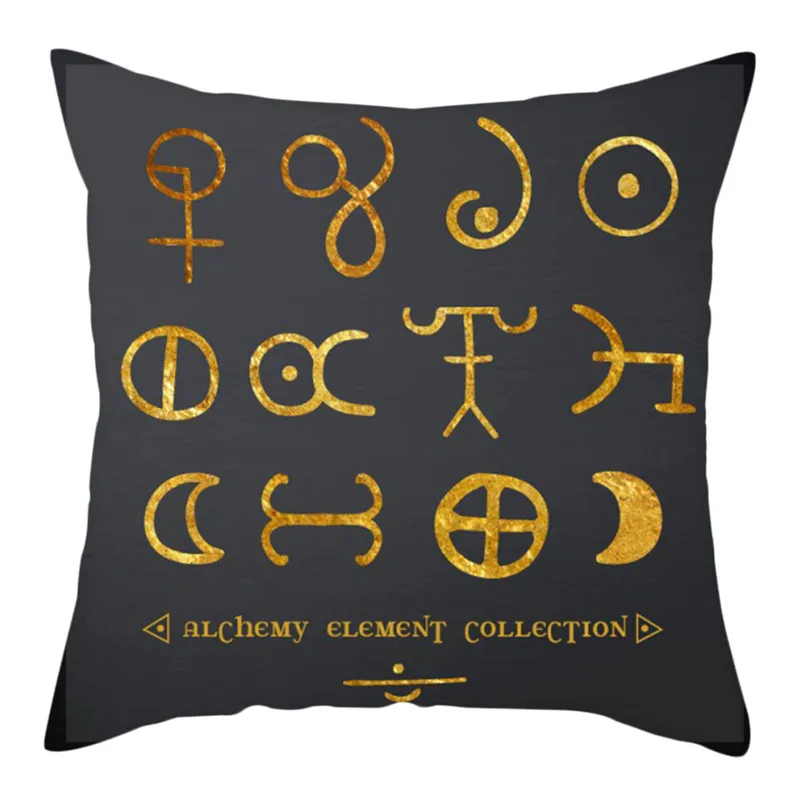 Fuwatacchi, черная Золотая подушка, чехол, сердце, бриллиант, Геометрическая подушка, чехол для дома, декоративные подушки для стульев, мандала, подушки