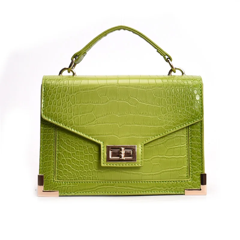 

Retro Fashion Female Square bag 2018 New Quality PU Leather Women bag Crocodile pattern Tote bag Lock Shoulder Messenger Bags