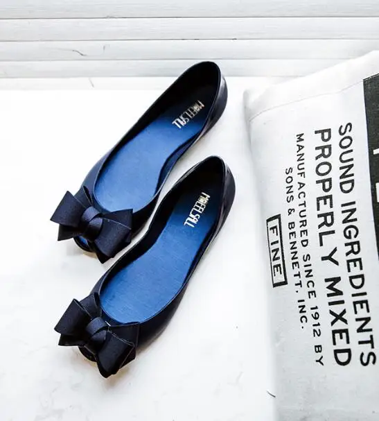 Летние непромокаемые туфли с закрытым носком; женские прозрачные сандалии с открытым носком и бантом; женские нескользящие повседневные пляжные сандалии; прозрачные сандалии - Цвет: Синий