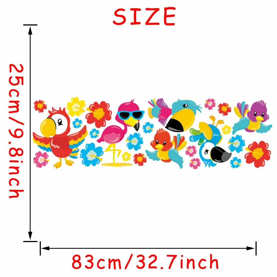 Cartoon Little Bird Flamingo Parrot Wall Decal Room Decoration Stickers for Nursery Baby Children's Kids Bedroom Home Wallpaper