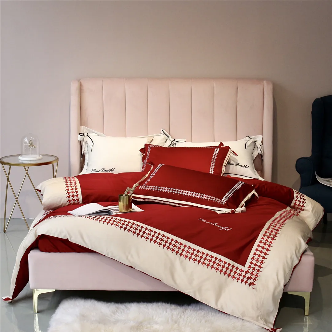 

60S Egyptian long-staple cotton simple fashion comfortable bedding set RUIYEE King bedding set duvet cover bed sheets pillowcase