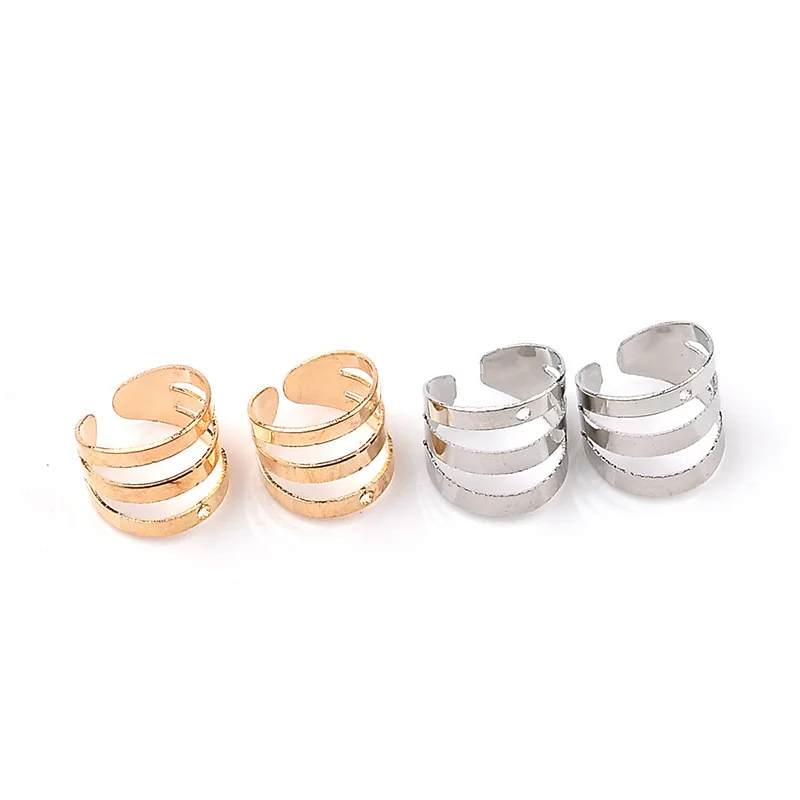 

New Fashion silver gold threes layers helix shape clip earrings Stylish screw geometric ear cuff with DIY hole men women Jewelry