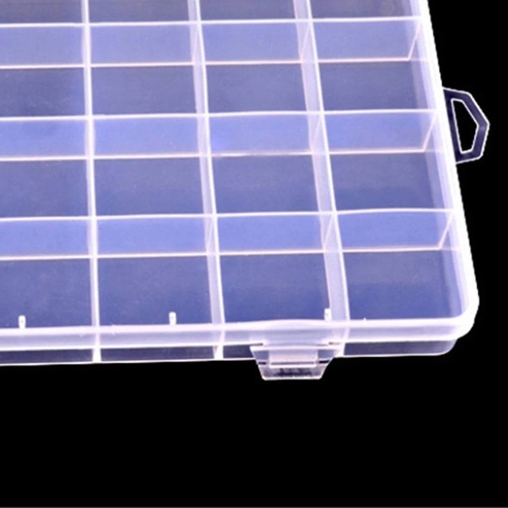 Transparent Jewelry Storage Box Bead Nail Art Tools Organizer Case 24 Grids