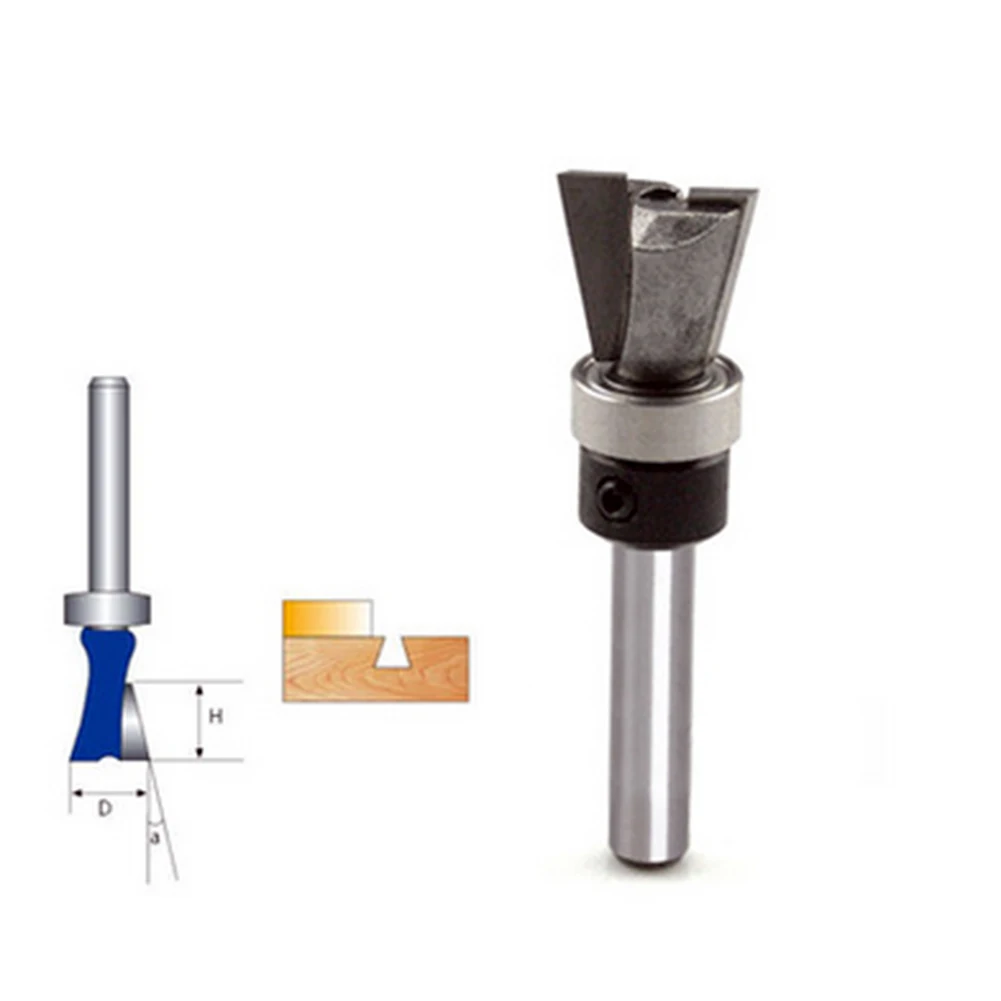 Portable 10 Degree 1/4" Carbide Dovetail Joint Router Bit with Bearing