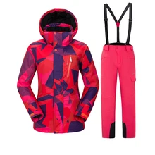 Зимний лыжный костюм женский бренд высококачественный лыжный жакет и брюки зимние теплые водонепроницаемые ветрозащитные лыжные и сноубордические костюмы