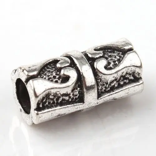 

100Pcs Tibetan Silver Zinc Alloy Tube Carved Heart Spacer Beads Fit European Bracelet 7x14mm ZH790