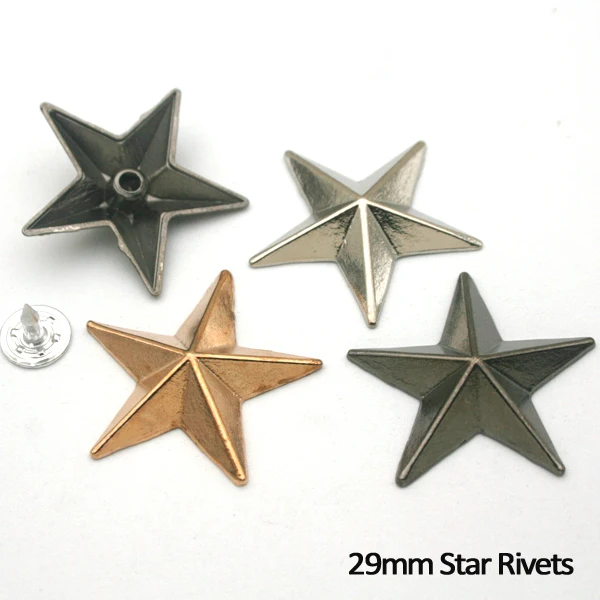 

60sets/lot 29mm big zinc alloy metal rivets star jeans garments rivets with alum nail nickle, black, gold ZD-026