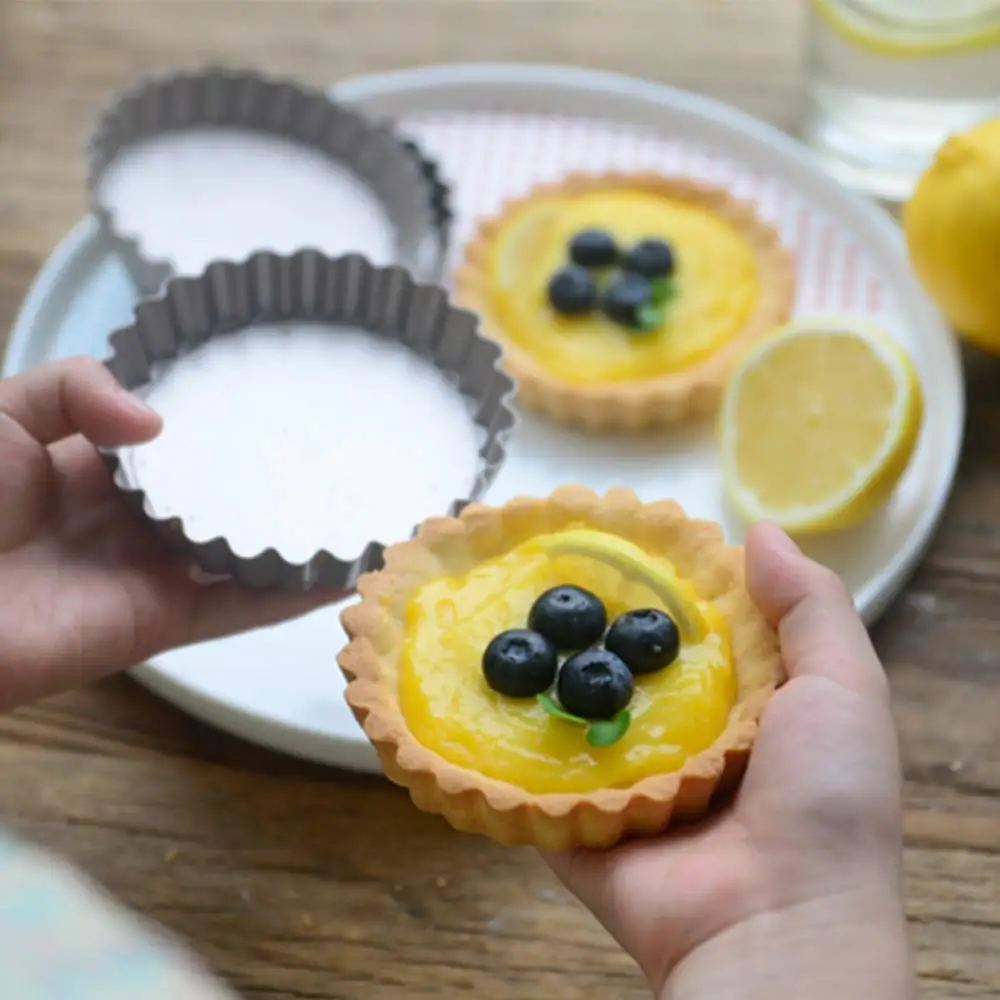 

4 Inch non-stick Quiche Pans Removable Bottom Mini Tart Pans pie pan Set of 6