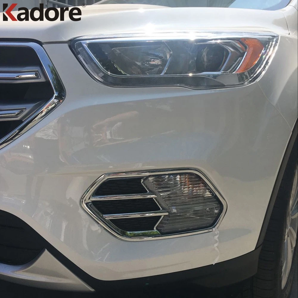 

For Ford Kuga Escape 2017 2018 2019 Chrome Front Head Fog Light Lamp Cover Bezel Car Styling Foglight Trim Auto Accessories