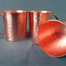 Чистая медная чаша, Кружка Ручной Работы, плотная, однотонная, полированная, защита от витилиго, фиолетовая с крышкой, Подарочные кофейные чашки