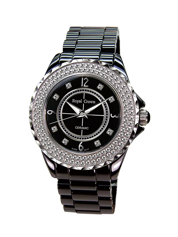 

Royal Crown Jewelry Watch 3821M Italy brand Diamond Japan MIYOTA J12 ceramic Famous Dress Ladies Wristwatch Relogios Femininos
