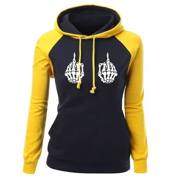 

Streetwear Pullover Female 2018 Autumn Winter Sweatshirt For Women Print Both Skeleton Hand Punk Hipster Women's Hoody Harajuku