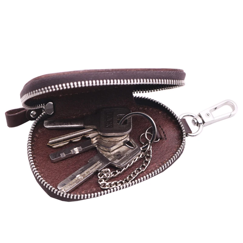 Portable Genuine Leather Key Wallet Holder Organizer Car Keyring Key Chain Pouch