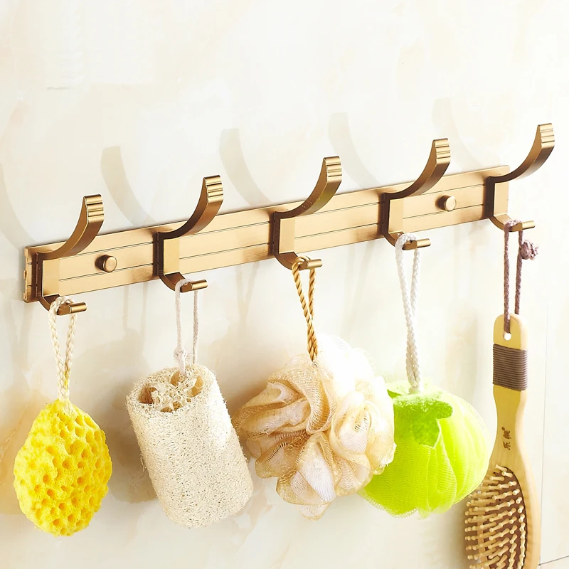 5 hooks European bathroom row hook aluminum, Kitchen towel robe hooks