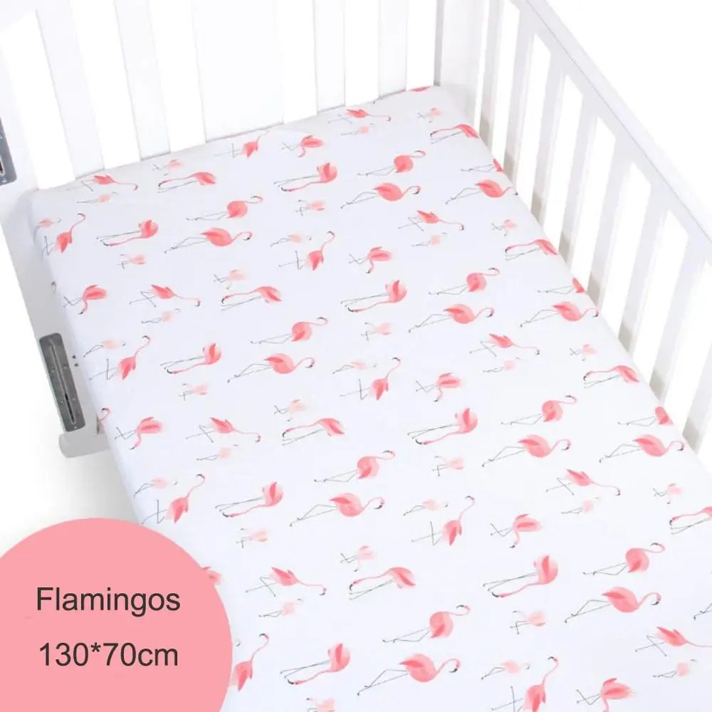 130X70 см детский матрас кактус Фламинго Хлопок Дышащие простыни детские постельные принадлежности Детская кровать Чехол Новорожденный Фотография реквизит - Цвет: Flamingos