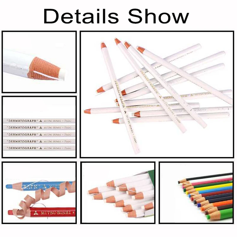 12 шт./кор. японского белого черного цвета Dermograph Mitsubishi 7600 UNI мягкий Цветные карандаши для тату для бровей, микро лезвия маркер Краски карандаш