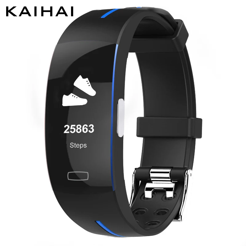 KAIHAI, умный Браслет, фитнес-браслет, монитор артериального давления, smartband, велосипедный пульсометр, датчик пульса, трекер, будильник - Цвет: Blue smartband