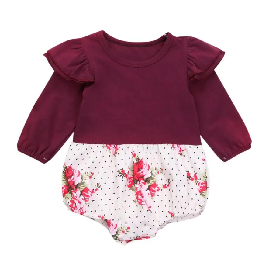 TELOTUNY baby girl romper Toddler cute Baby Girls Long Sleeves Floral