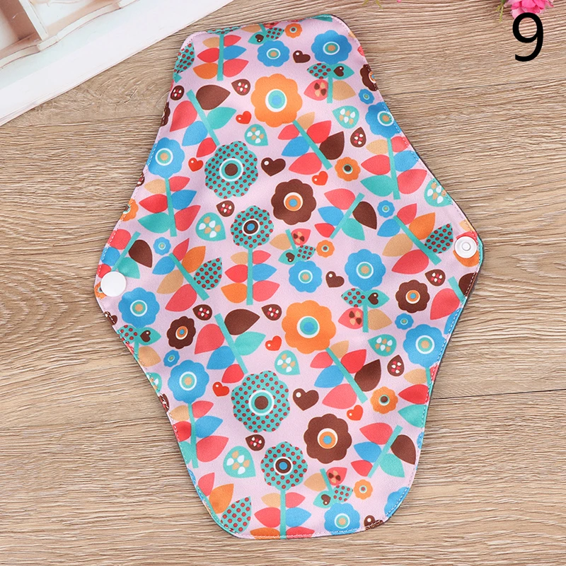 1PCS Flower Printed Bamboo Charcoal Fleece Inner Lady Cloth Menstrual Pads,Reusable Waterproof Mummy Pads For Women - Цвет: 9