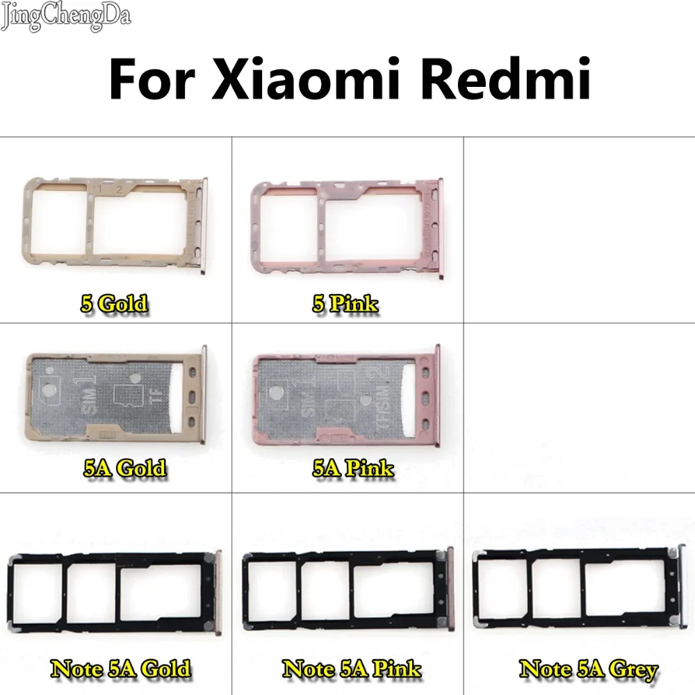 

JCD 1pcs SIM Card Reader Tray Holder Slot For Xiaomi For Redmi 5 5A Note Note5A Sim Tray Holder Replacement