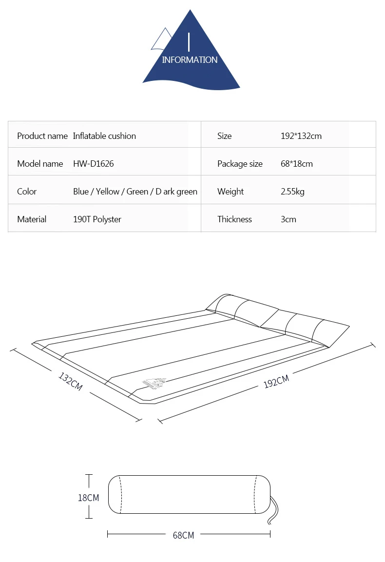 Hewolf для 2-3 человек толщиной 3 см, автоматическая надувная подушка, палатка для кемпинга, раскладной коврик для сна, влагостойкий матрас