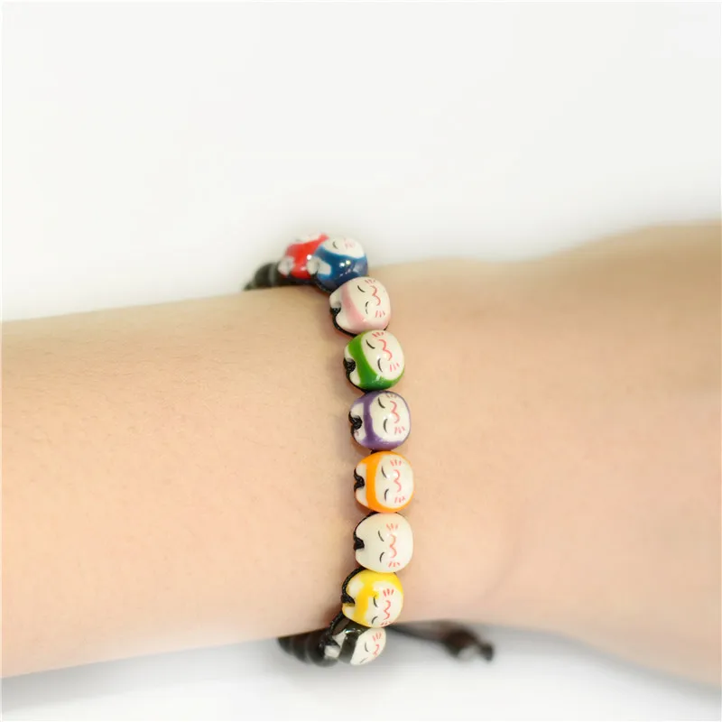 Friendship bracelets color ceramic Lucky cat cute red rope bracelet