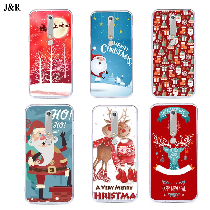 Cute Chrismas Case For Nokia 6 2018 6.1Cover Lovely Santa Claus Deer Tree Snow Phone bags For Nokia 6 2018 TA-1043 TA-1050 Cases