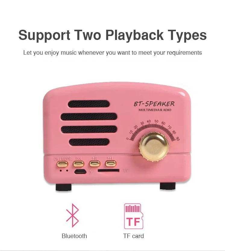 Retro Speaker Subwoofer Bass Mini Bluetooth Speaker Outdoor Portable Speaker with FM Radio Hands-Free For Phone PC Speaker (6)