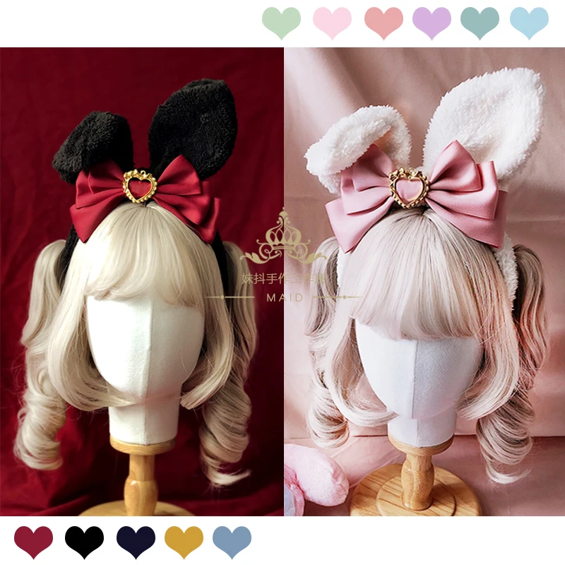 

Rabbit ear series sweet lolita headwear bowknot hair band kawaii girl loli cos KC multicolor