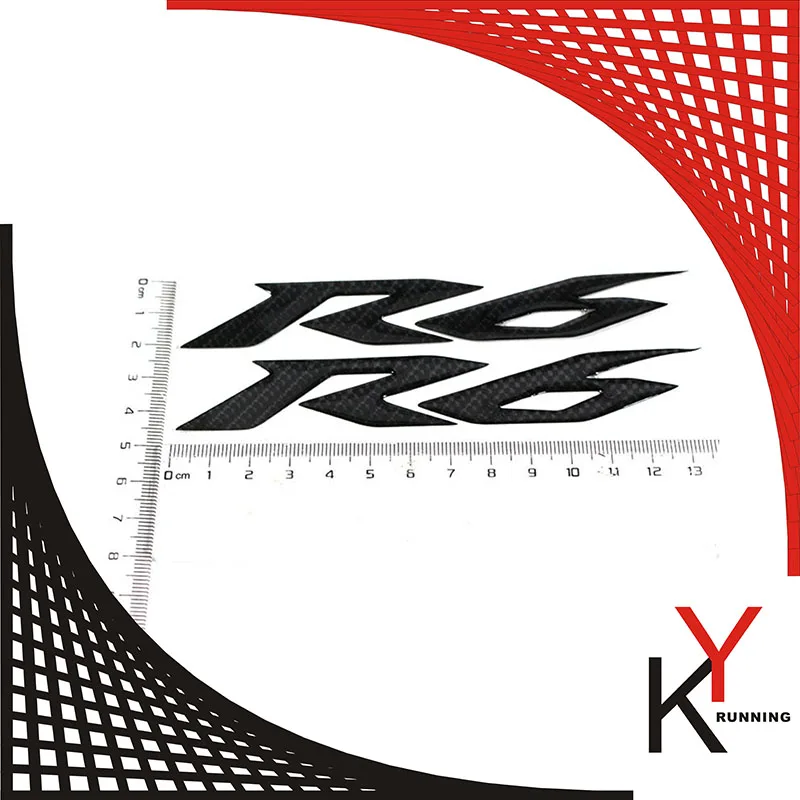 Kyrunning черный мотоциклетный, из углеродного сплава Эмблемы Наклейки на 3D Танк колеса логотип "R6" Стикеры для всех YAMAHA YZF R6