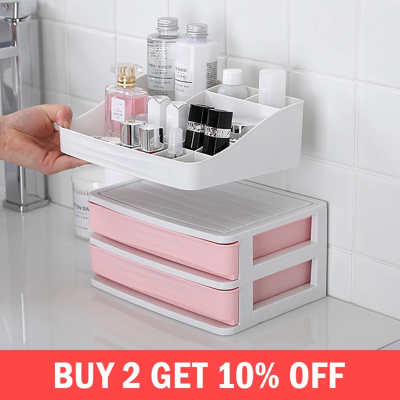 

Fashion Plastic Makeup Organizer Women Drawer Cosmetics Storage Box Jewelry Necklace Lipstick Container Desktop Holder Supplies