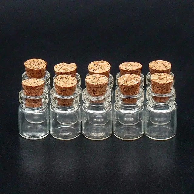 Odoria 1:12 Miniature 10pcs Display Glass Bottles Jars with Cork for Food Spice Storage Kitchen Set Dollhouse Accessories Decor 1