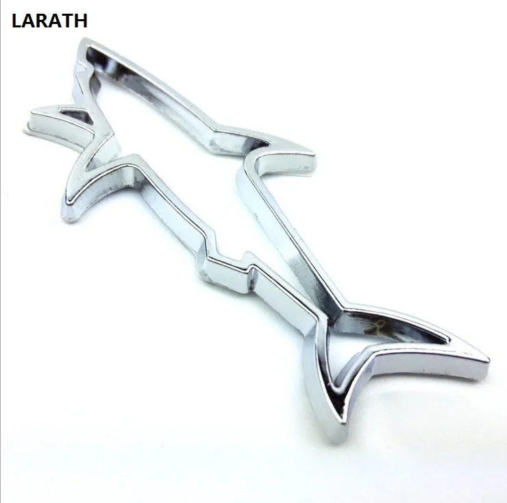 

Personality Refit Automobile Auto Sticker Logos Scratch Subsidies Back Trailer Side Mark Hollow Shark Metal Decorative Sticker