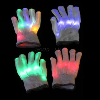 

New Hot 2018 1Pc LED Rave Flashing Gloves 7 Mode Light Finger Lighting Mittens Finger Toys Cloth 20*10cm