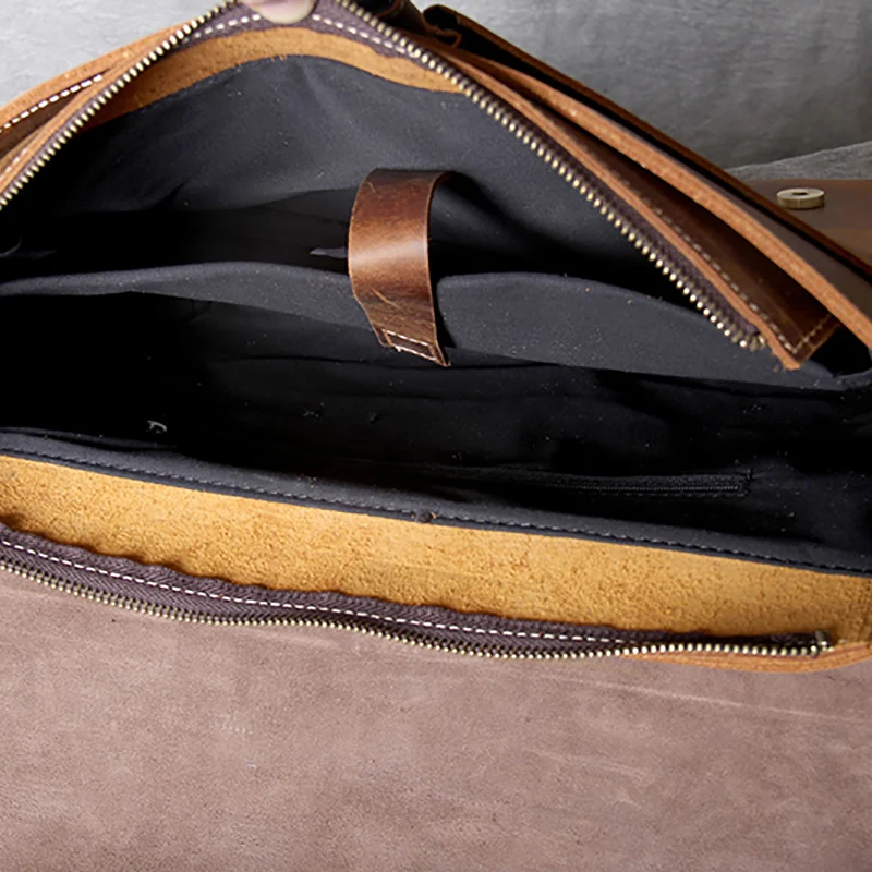 AETOO Retro head cowhide Briefcase handmade leather laptop bag men's shoulder crossbody bag