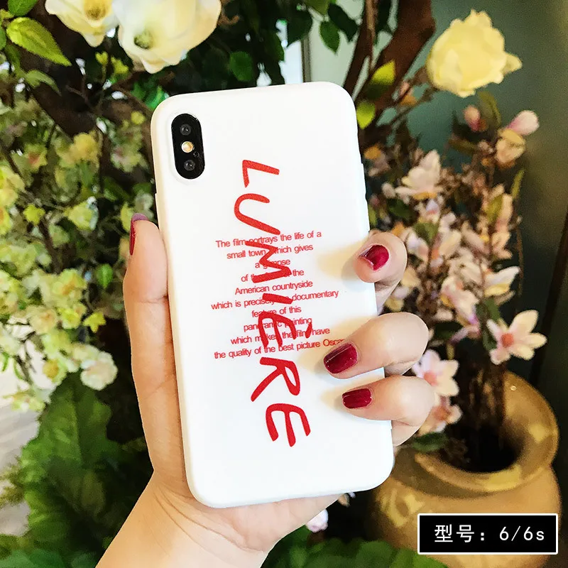 

Simple Solid color letter art phone case for coque iphone 7 plus 8 6 plus white Graffiti silicone case for iphone cover X XR XS