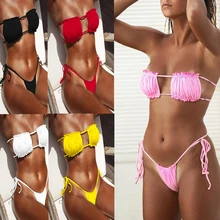 Женский купальник,, пуш-ап, мини бикини, сексуальный, бандо, купальник, высокая нога, бикини, стринги, низ, купальник, Пляжное бикини, для плавания