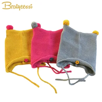 

Cute Knit Newborn Baby Cap with Ears Cartoon Baby Bonnet Enfant Hat for 0-8 Months Boys Girls 1 PC