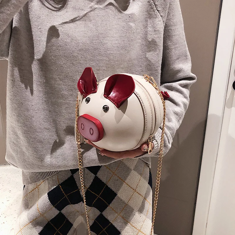 

Cute Bag 2019 Fashion Piggy Bag Korean Single Shoulder Handbag PU Bag Mini Shoulder Information Bag Slant Bag Women's Wallet
