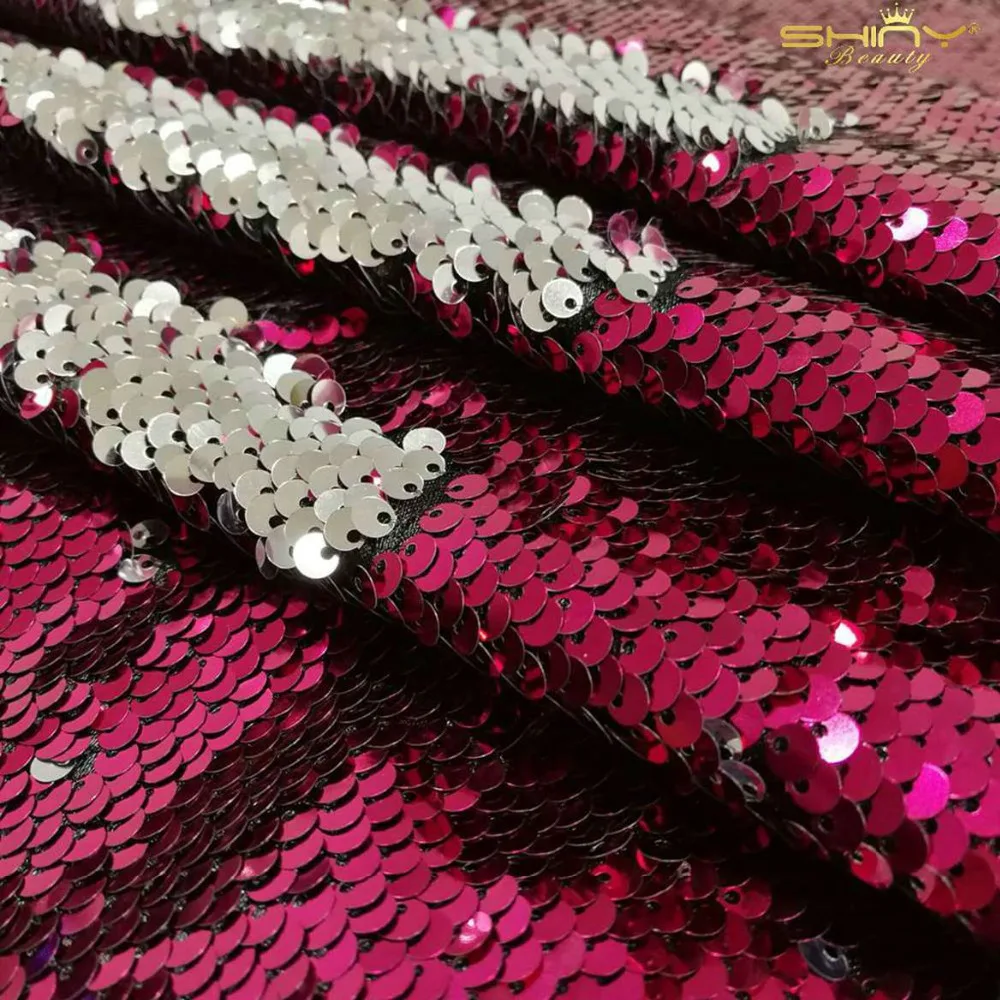 

ShinyBeauty 2x9FT Hot Fuchsia and Silver Sequin Curtian Fuchsia Mermaid Reversible Curtain Backdrop -ar